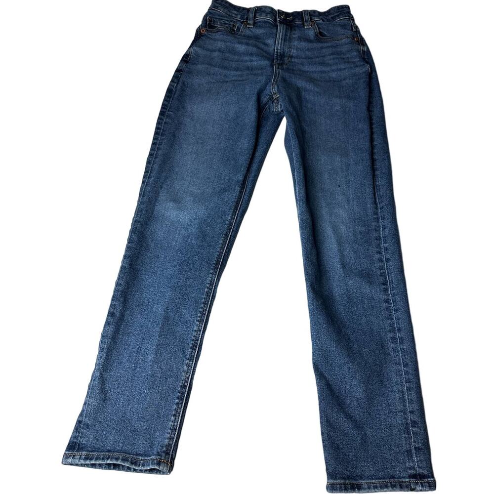 American Eagle Mom Jeans Women Size 4 Blue Denim High Rise Y2K 90s Retro STAIN